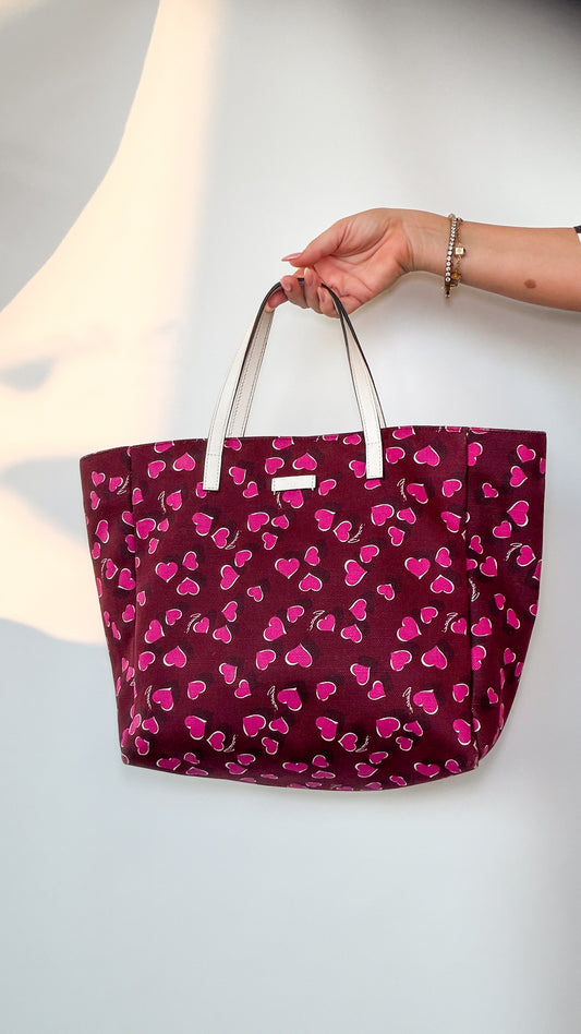 Gucci Heart Print Tote – Burgundy