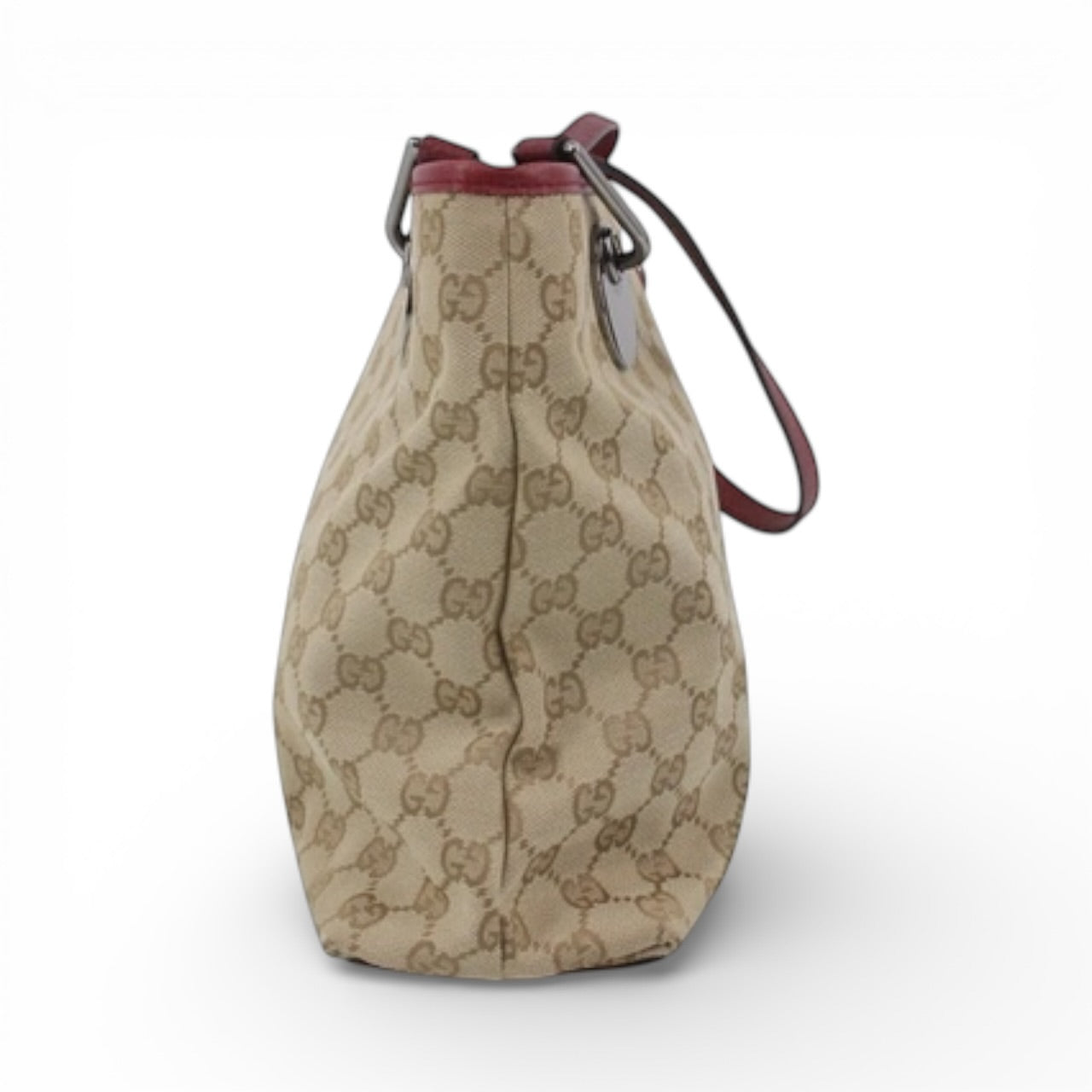 GUCCI GG CANVAS TOTE – BURGUNDY TRIM
