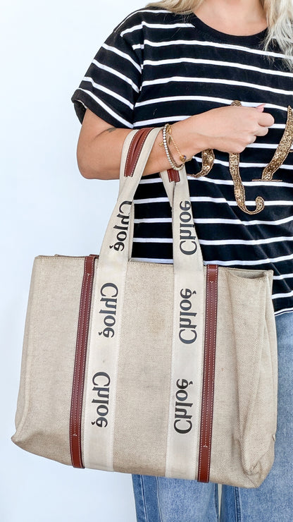 Chloé Woody Canvas Tote