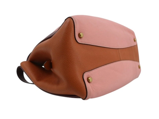 Coach Colourblock Leather Shoulder Bag (Pink & Tan)