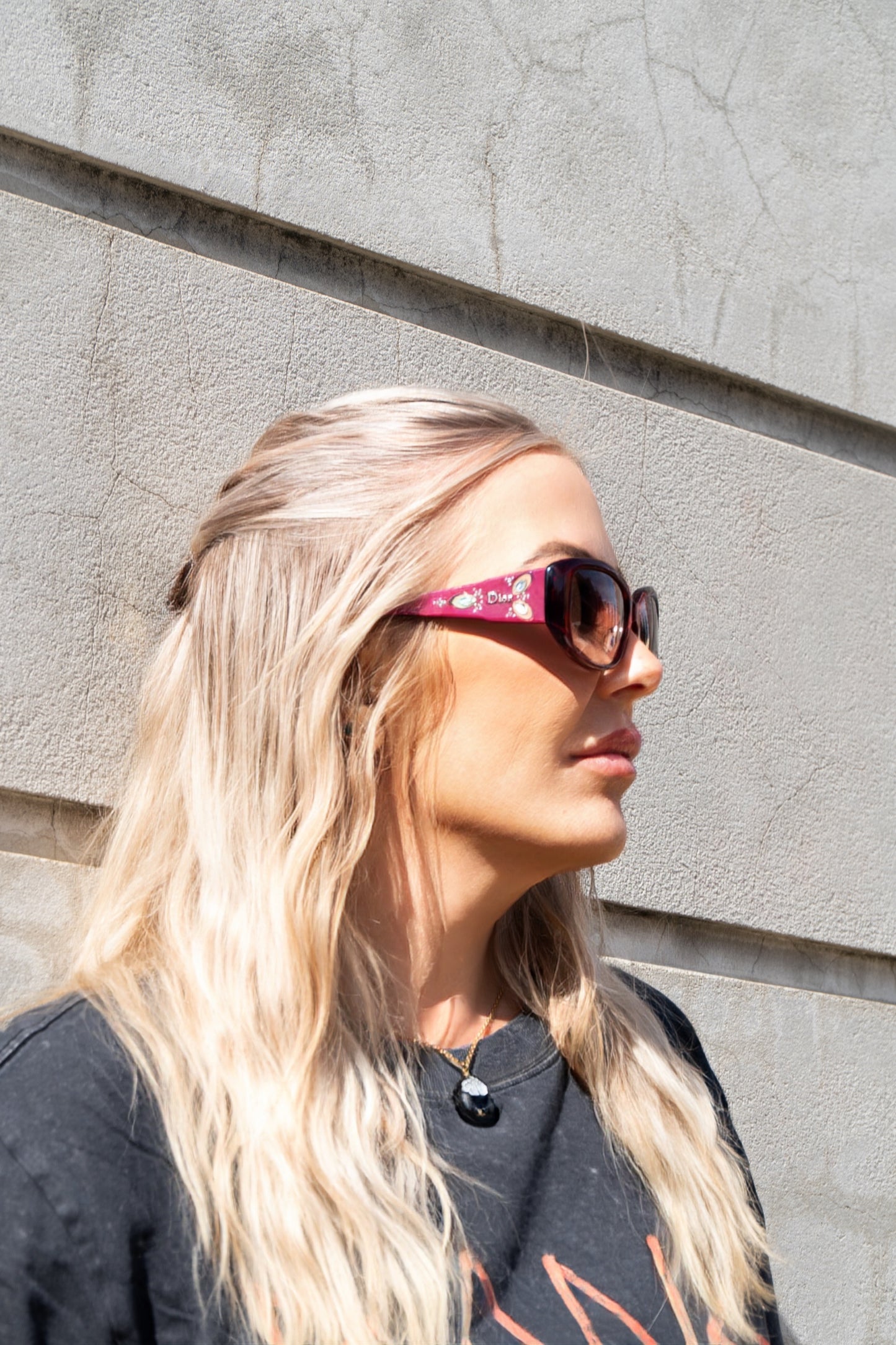 Christian Dior Vintage Embellished Pink Sunglasses