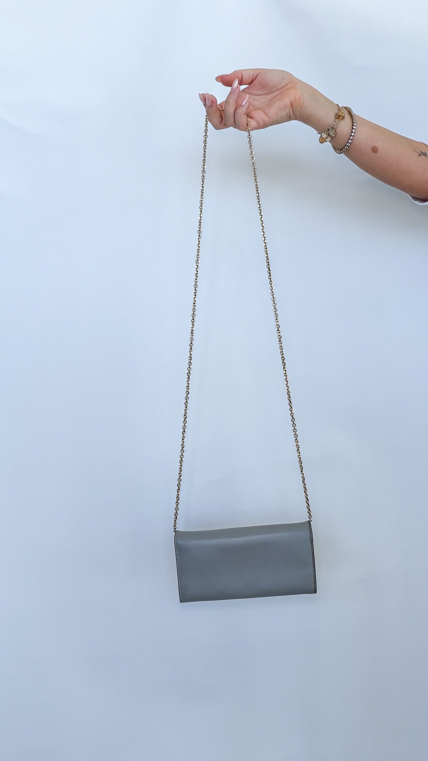 Fendi Leather Studded Chain Wallet