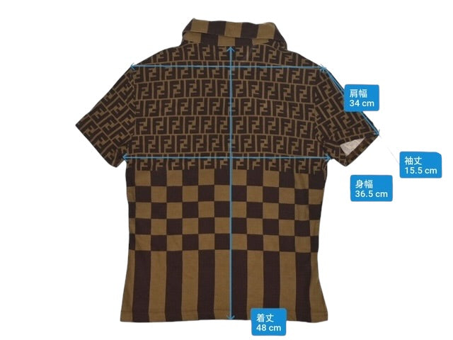 Authentic Fendi FF Knit Polo Top | Brown Monogram