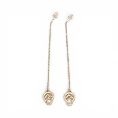 Fendi F Is Gold Drop Pearl Earrings