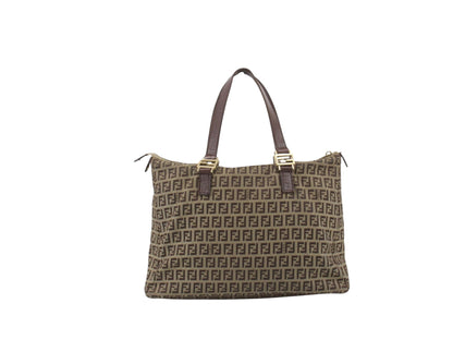 FENDI ZUCCA CANVAS SHOULDER TOTE