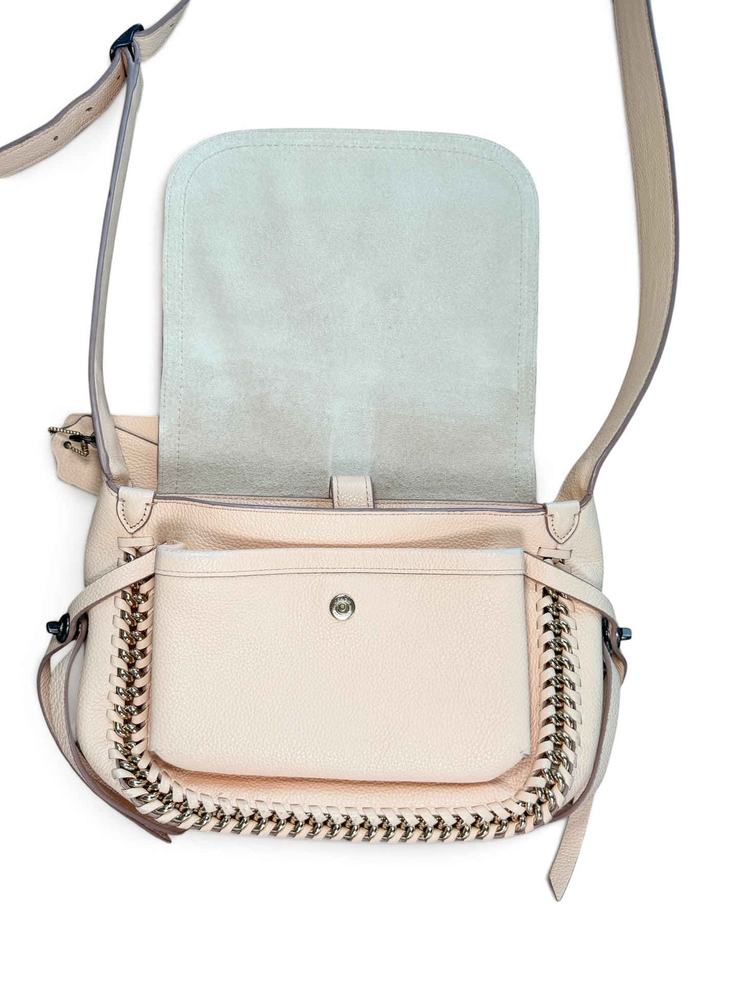 Coach Nude Leather Shoulder Bag with Chain Detail