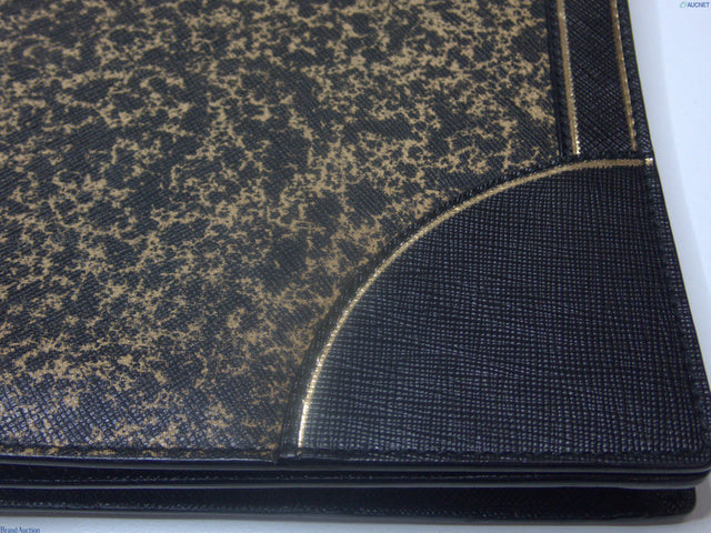 PRADA VINTAGE BLACK & GOLD DISTRESSED SHOULDER BAG