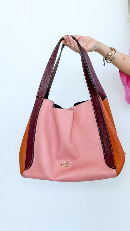 Coach Colourblock Leather Shoulder Bag (Pink & Tan)