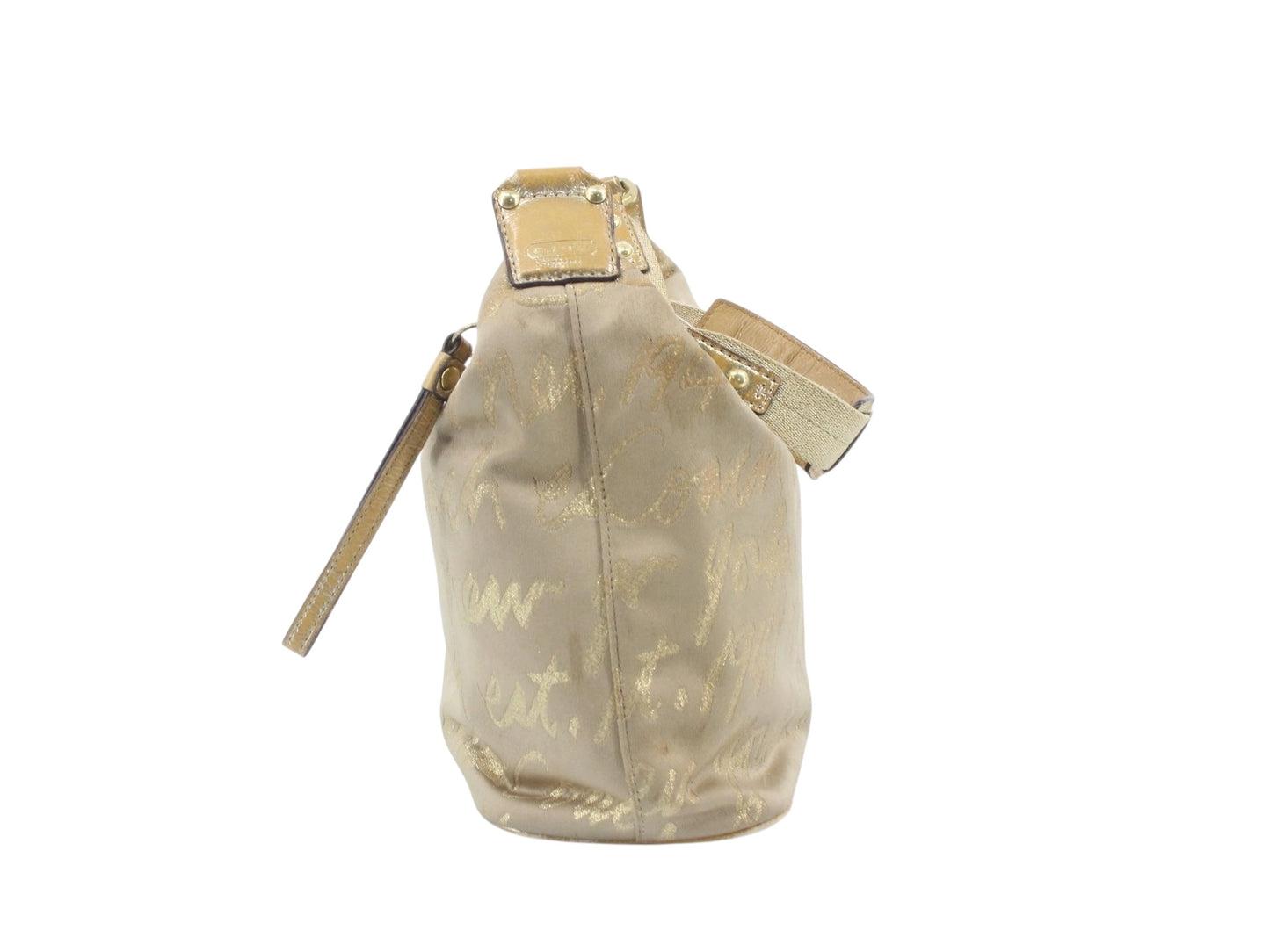 Coach Gold Script Shoulder Bag with Heart Detail