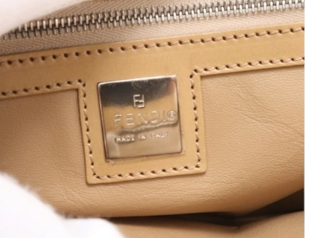 Fendi Zucchino Textured Shoulder Bag | Beige