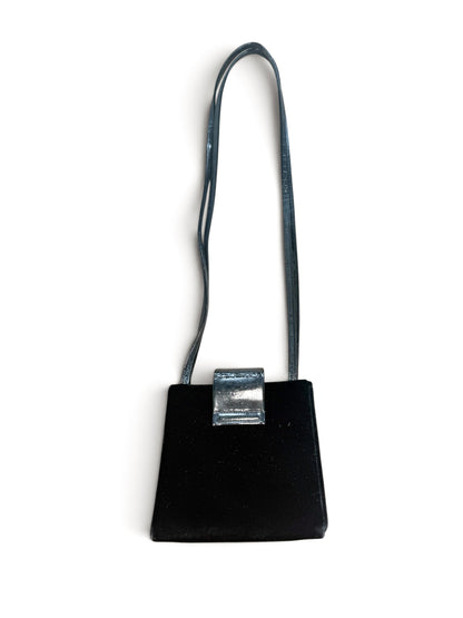 Yves Saint Laurent Heart Rhinestone Velvet Shoulder Bag