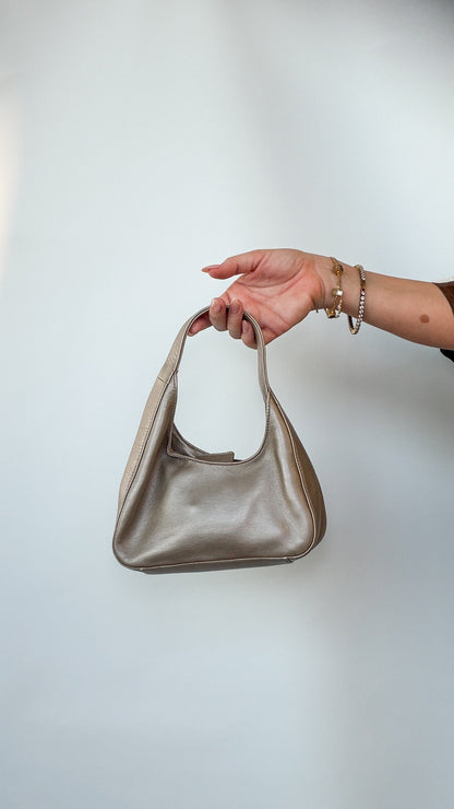 Prada Metallic Leather Hobo Bag – Champagne