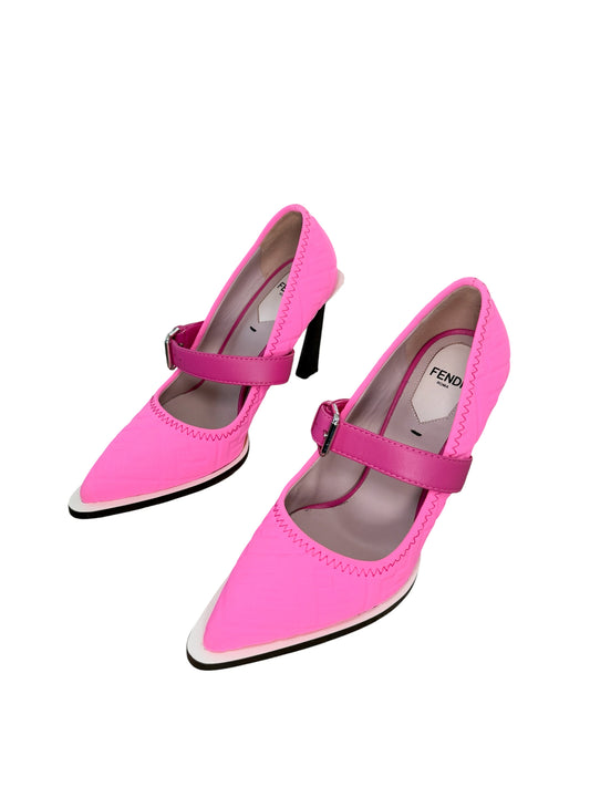 Fendi Hot Pink FF Pointed-Toe Pumps size 37