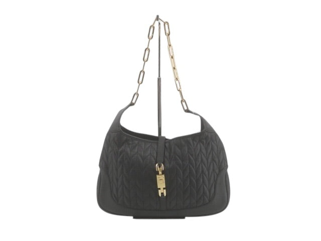 Gucci Tom Ford Era Jackie Matelassé Black Leather Chain Shoulder Bag