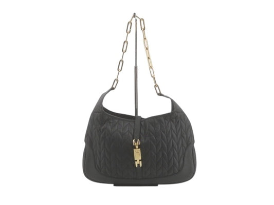 Gucci Tom Ford Era Jackie Matelassé Black Leather Chain Shoulder Bag