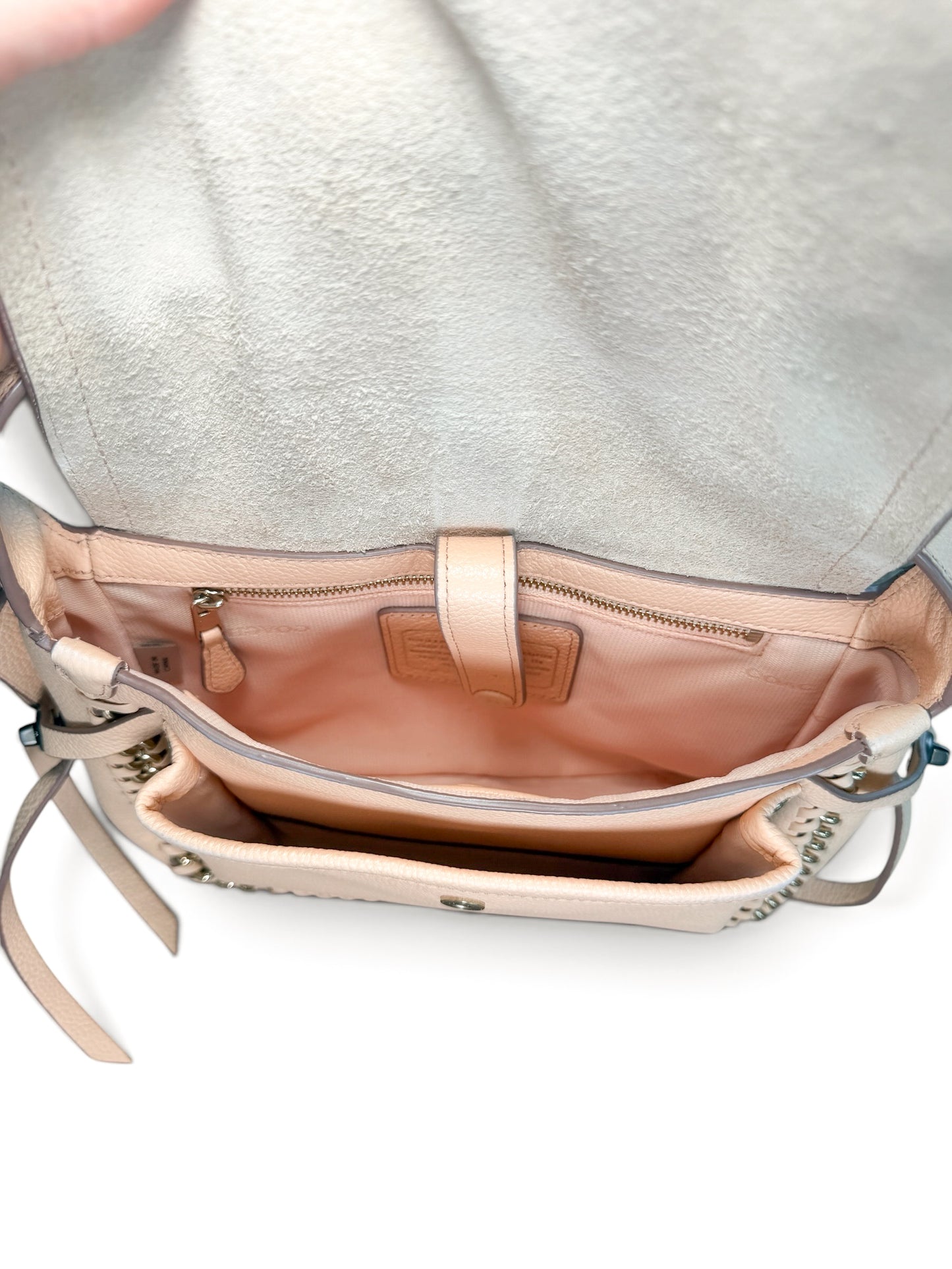 Coach Nude Leather Shoulder Bag with Chain Detail
