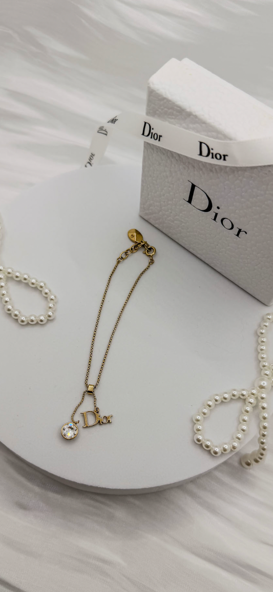 Dior Gold-Tone Bracelet with Crystal Charm