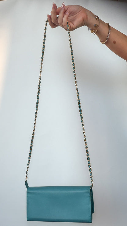 Prada Saffiano Leather Chain Bag – Turquoise