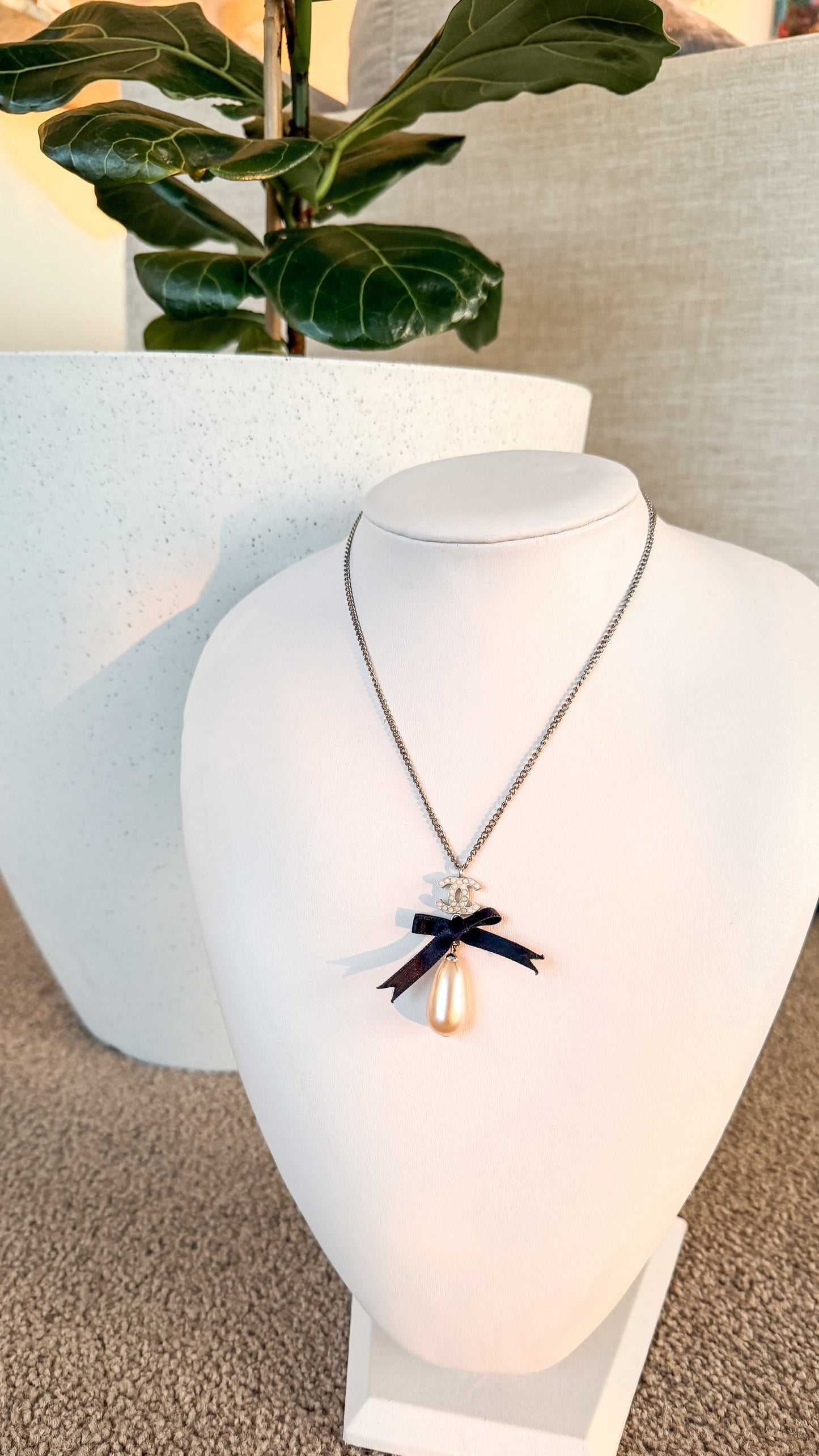 Chanel Pearl Bow Necklace