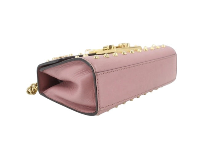 Gucci Padlock Pearl & Stud Mini Shoulder Bag – Pink Leather