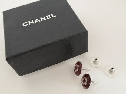 Chanel Camellia CC Resin Stud Earrings