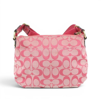 COACH Signature Pink Shoulder Bag with Heart Charm