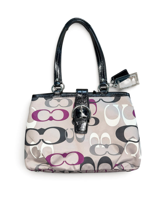 COACH Signature Patent Satchel Shoulder Bag