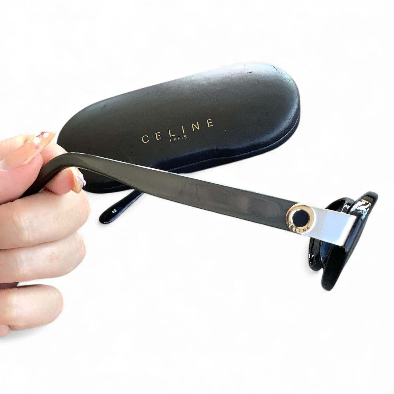 Celine Oval Sunglasses – Black with Blue Lenses
