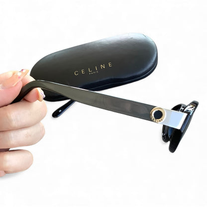 Celine Oval Sunglasses – Black with Blue Lenses