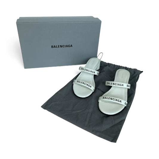 Balenciaga Logo Strap Sandals – White Leather (Size 36) with Box & Dust Bag