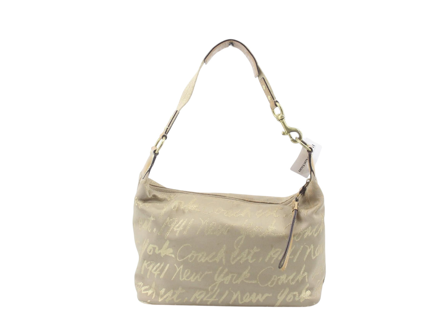 Coach Gold Script Shoulder Bag with Heart Detail