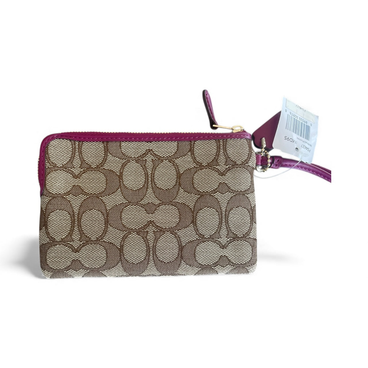 COACH Signature Wristlet – Mulberry Trim