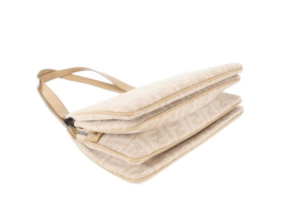 Fendi Zucchino Textured Shoulder Bag | Beige
