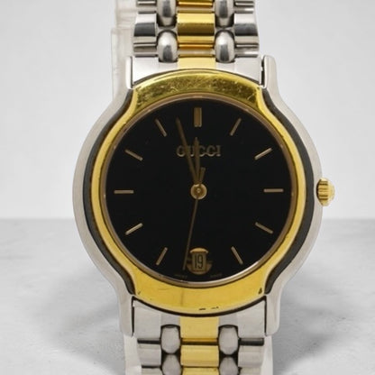 Gucci Two-Tone Watch (Black Dial)
