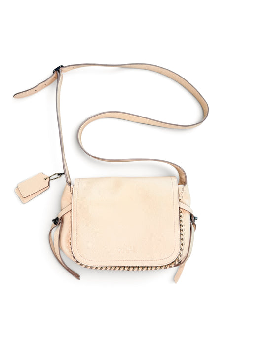 Coach Nude Leather Shoulder Bag with Chain Detail