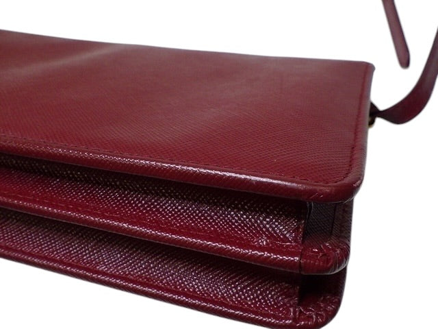 Prada Saffiano Leather Shoulder Bag – Burgundy