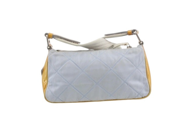 Prada Quilted Tessuto & Patent Shoulder Bag – Powder Blue & Mustard