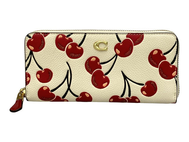 Coach Cherry Print Zip-Around Wallet