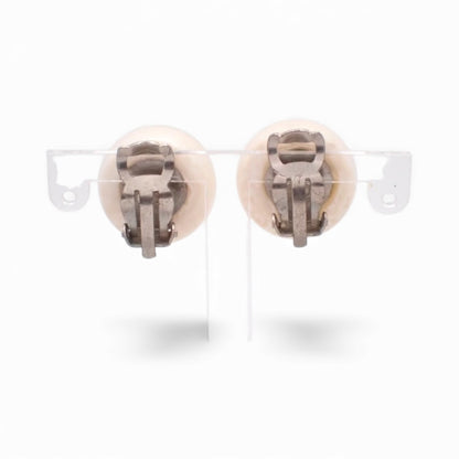 Chanel CC Pearl Clip Earrings