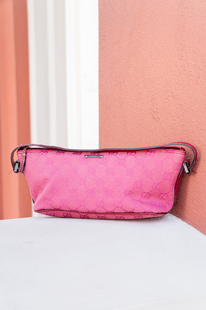 GUCCI Pink GG Canvas Boat Shoulder Bag