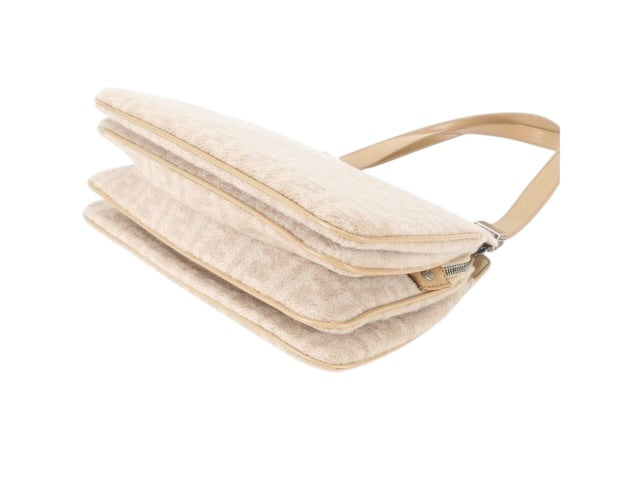 Fendi Zucchino Textured Shoulder Bag | Beige