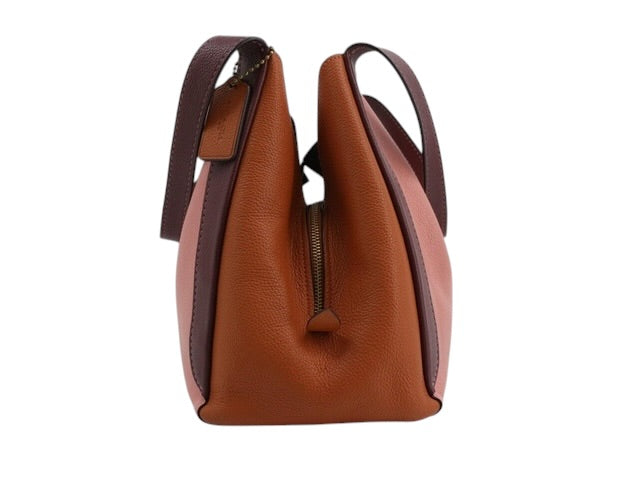 Coach Colourblock Leather Shoulder Bag (Pink & Tan)