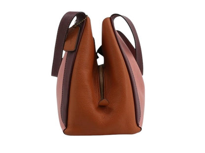 Coach Colourblock Leather Shoulder Bag (Pink & Tan)