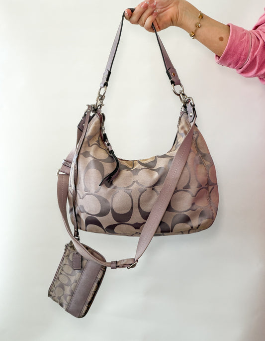 Coach Lilac Signature Shoulder Bag with Matching Pouch
