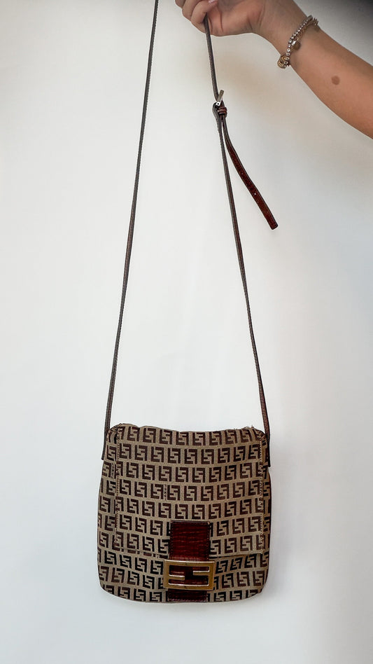 Fendi Zucchino Mama Baguette / Shoulder Bag – Brown Tobacco