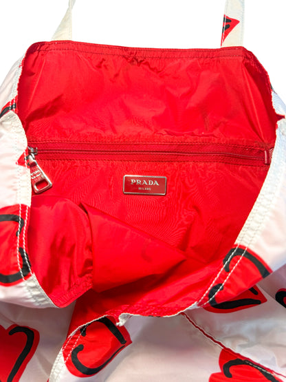 Prada Heart Print Nylon Tote Bag