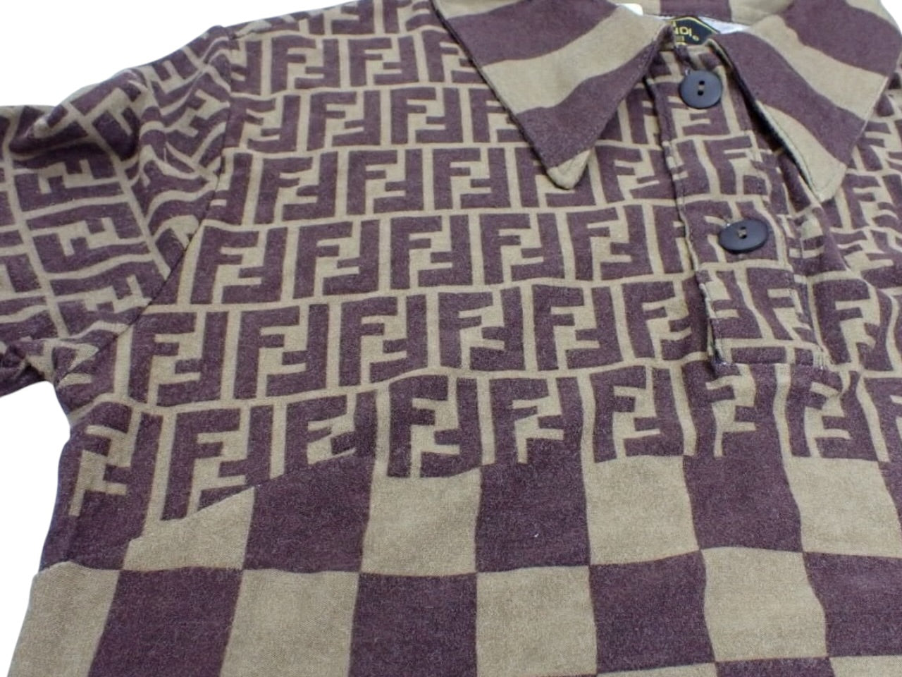 Authentic Fendi FF Knit Polo Top | Brown Monogram