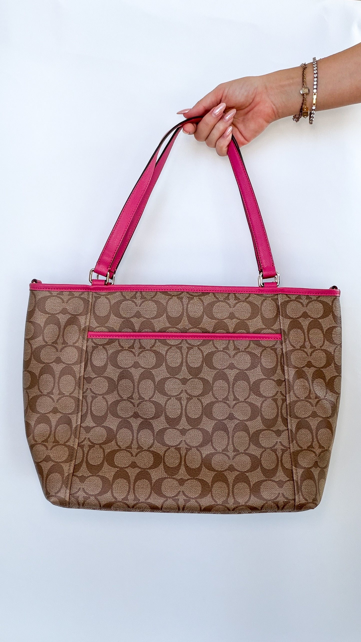 Coach Signature Tote – Pink Trim