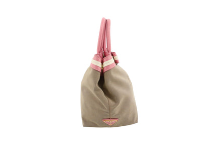 Prada Canapa Bow Tote – Pink & Beige