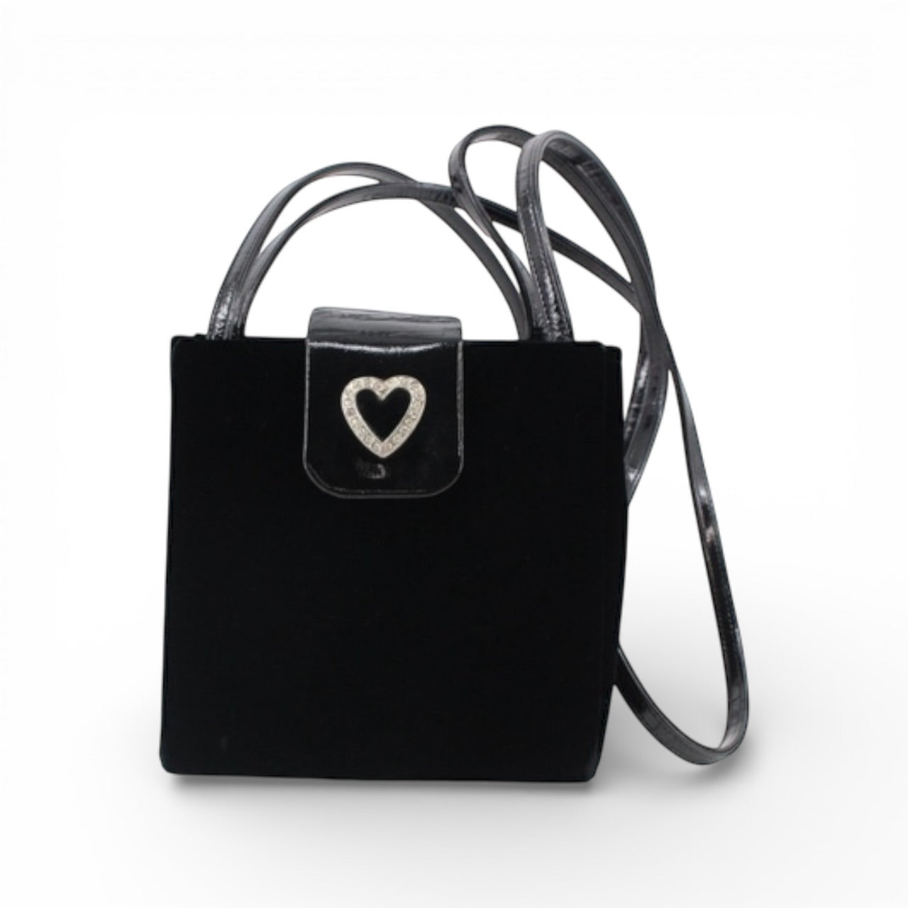 Yves Saint Laurent Heart Rhinestone Velvet Shoulder Bag